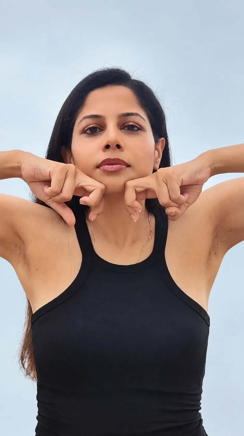 Face yoga technique demonstration
